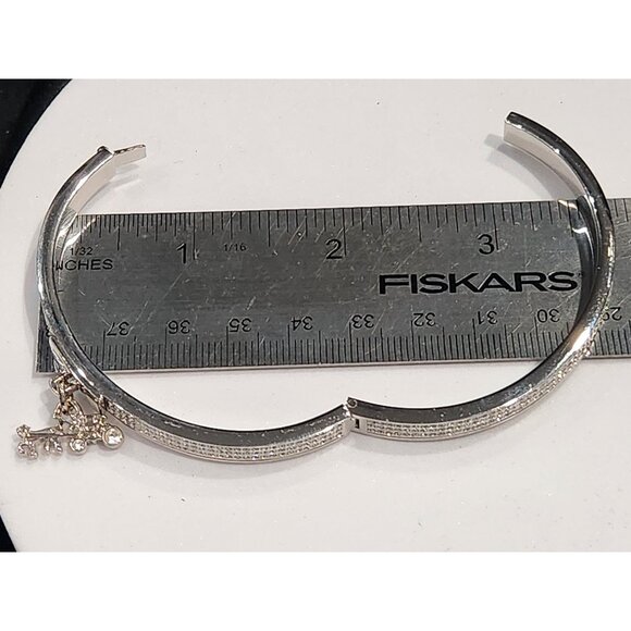 Coach Pavé Crystal Horse & Carriage Silver-tone Hinged Bracelet Charm Bangle - Picture 9 of 9